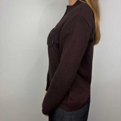 Brown Collared Knit