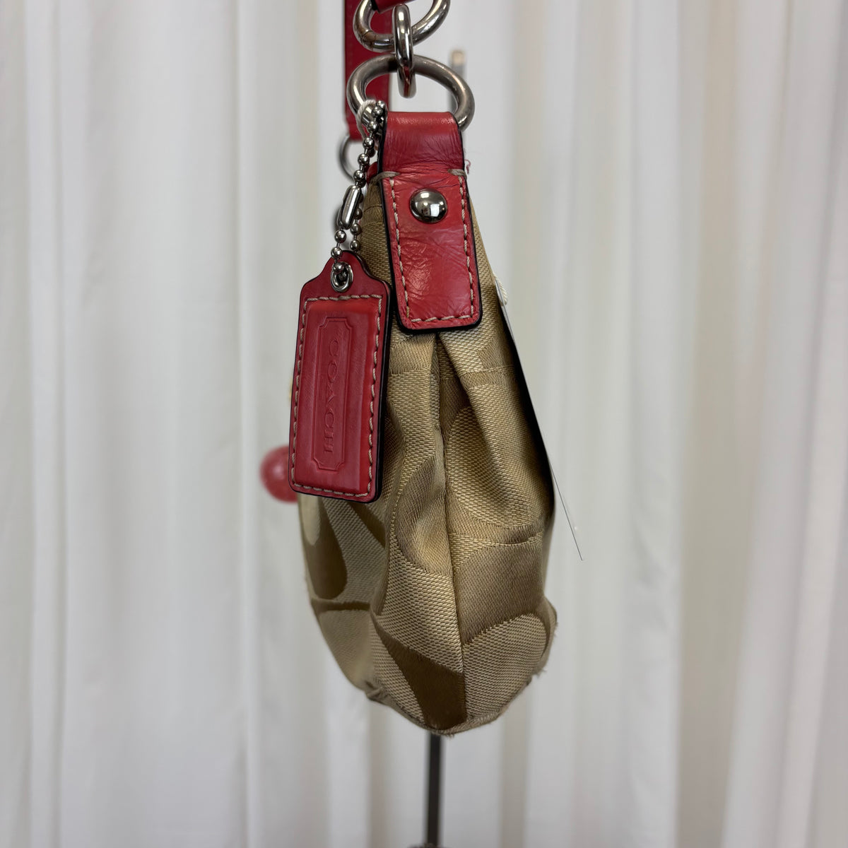 Coach Signature Stripe Demi Pink Two-Way Bag