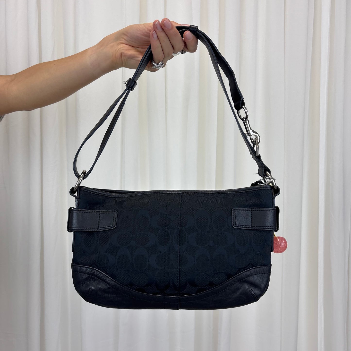 Coach Signature East West Buckle 2-Way Bag Black