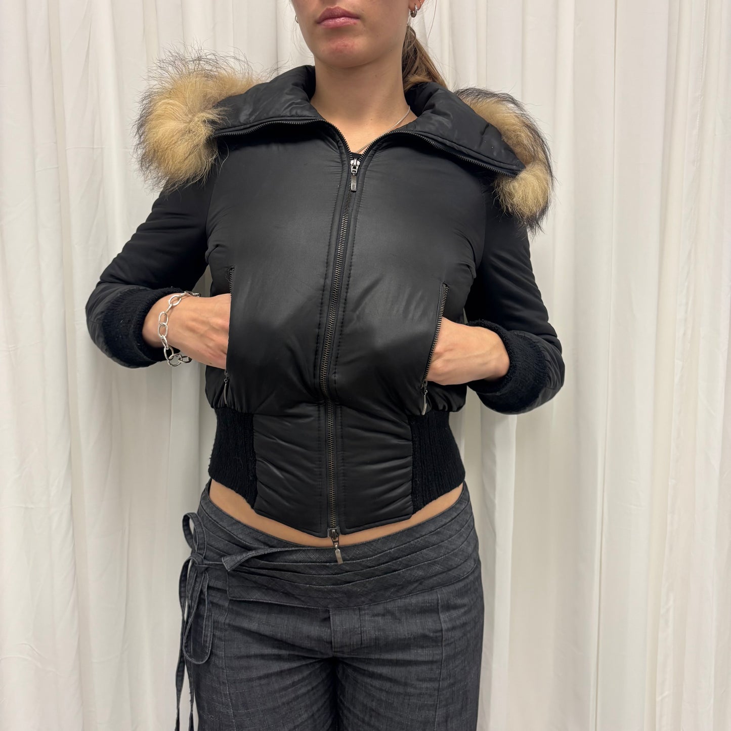 Fur Trim Bomber Puffer Jacket