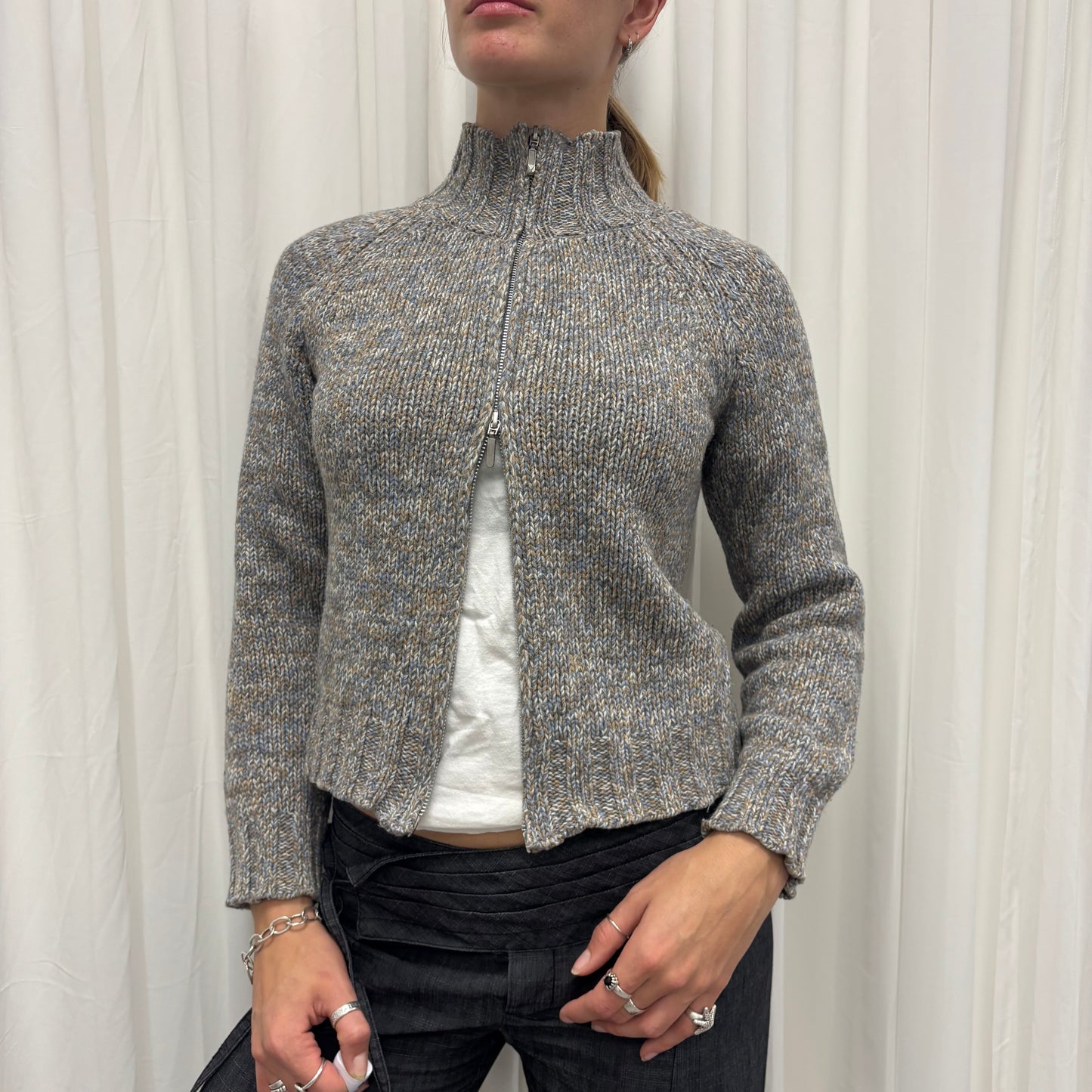 Multicoloured Knit Two-Way Zip