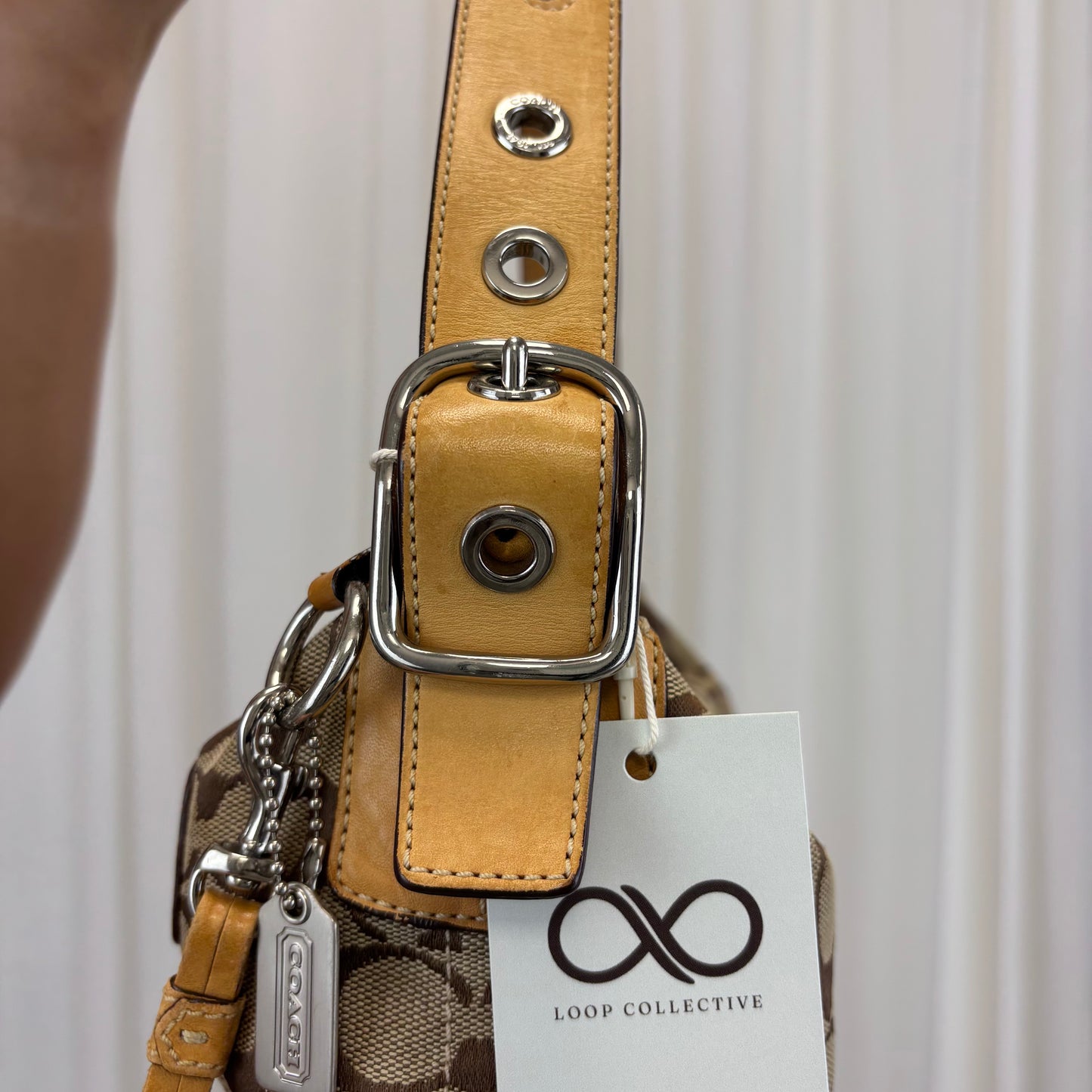 Coach Signature East West Shoulder Bag in Tan