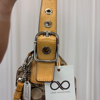Coach Signature East West Shoulder Bag in Tan