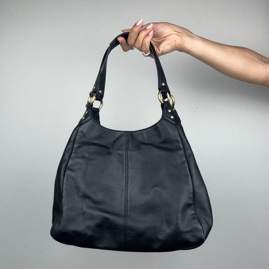 Coach Campbell Black Leather Tote w/ Gold Hardware