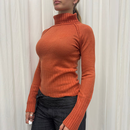 Orange Ribbed Turtleneck