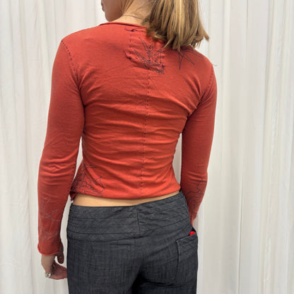 Patchwork V-Neck Longsleeve