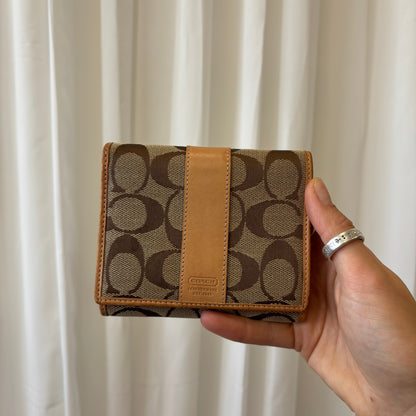 Coach Signature Tan Trifold Wallet