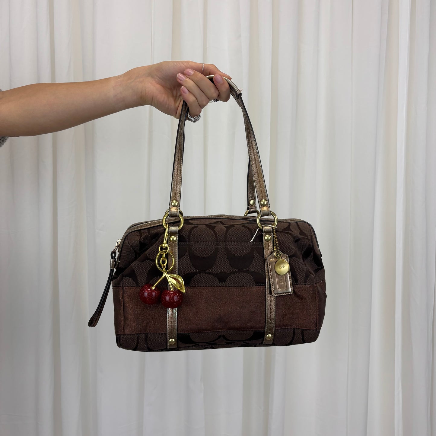 Coach Signature Brown Boston Bag