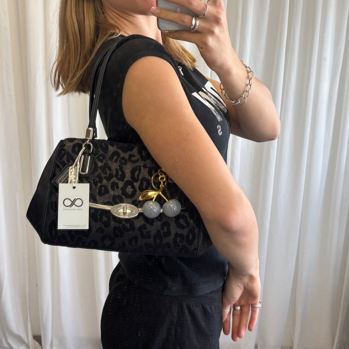 Coach Madison Ocelot Leopard Print Satchel Bag with Crossbody Strap