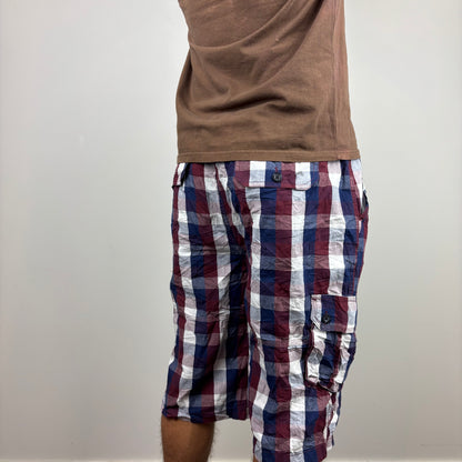 Red and Blue Plaid Cargos Adjustable Waist | Size XS-XL