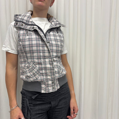 Y2K Plaid Puffer Vest