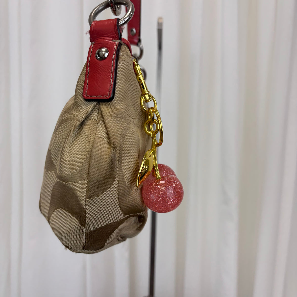 Coach Signature Stripe Demi Pink Two-Way Bag