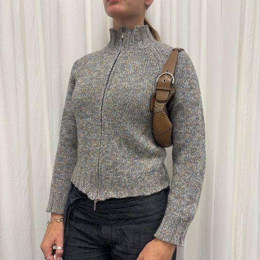 Multicoloured Knit Two-Way Zip