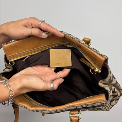 Coach Signature Monogram Canvas with Tan Leather