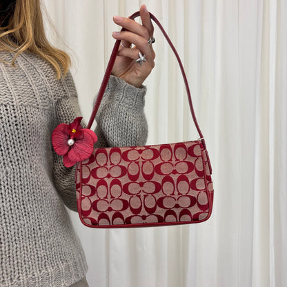 Coach Signature Red Demi Shoulder Bag