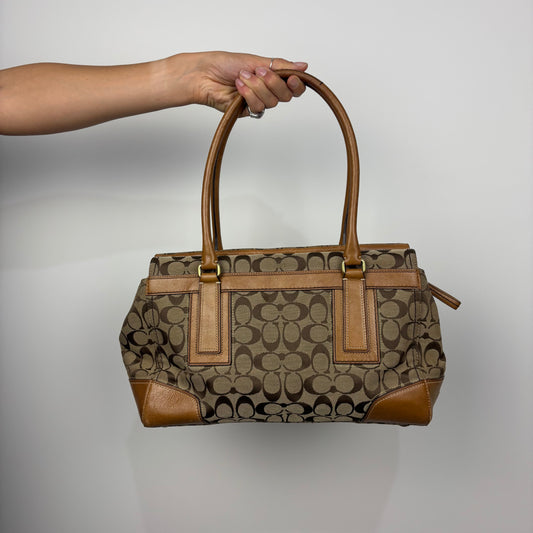 Coach Signature Monogram Canvas with Tan Leather