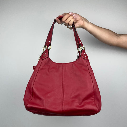 Coach Campbell Red Leather Tote w/ Gold Hardware