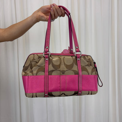 Coach Signature Pink Boston Bag