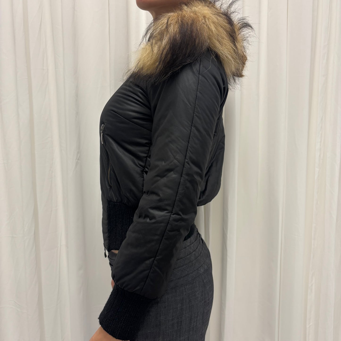 Fur Trim Bomber Puffer Jacket