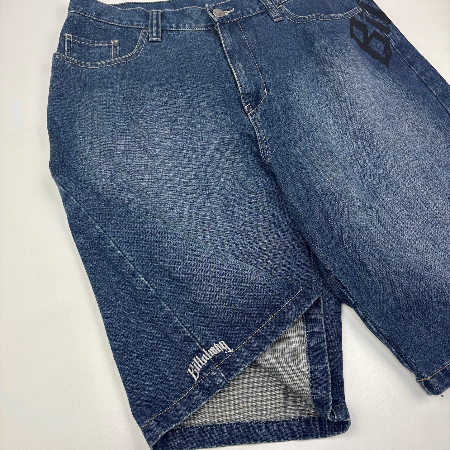 Dark Wash Billabong Spellout Jorts