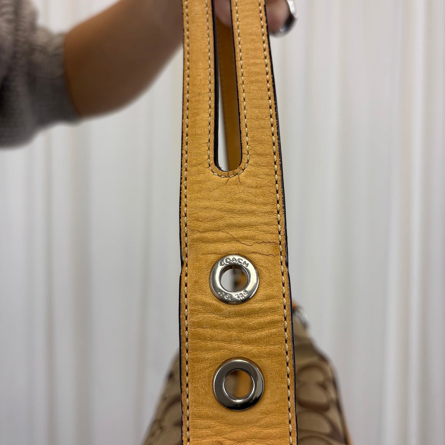 Coach Signature East West Shoulder Bag in Tan