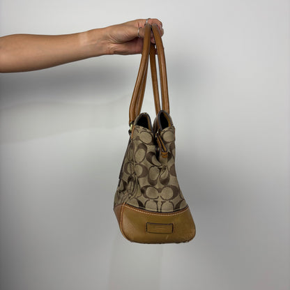 Coach Signature Monogram Canvas with Tan Leather
