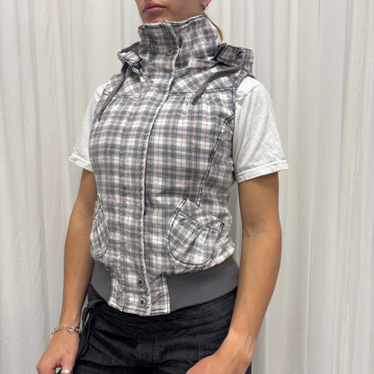 Y2K Plaid Puffer Vest