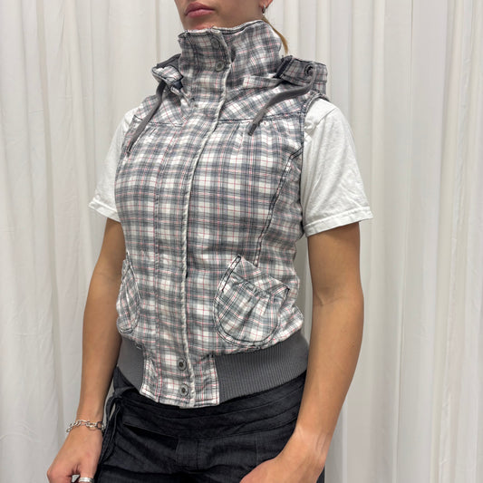 Y2K Plaid Puffer Vest