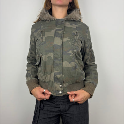 Camo Jacket with Fur Hood
