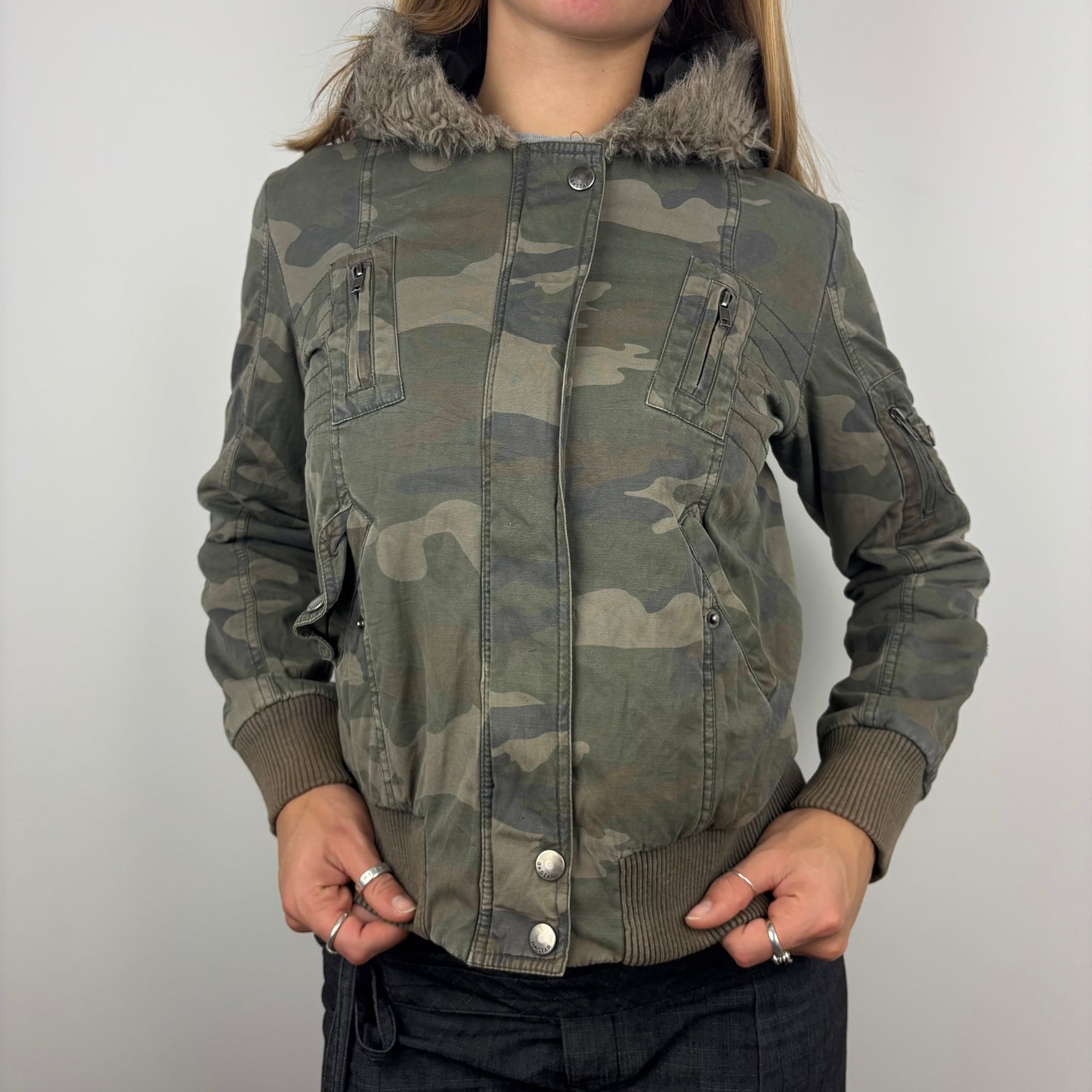 Camo Jacket with Fur Hood