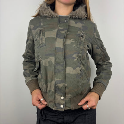 Camo Jacket with Fur Hood