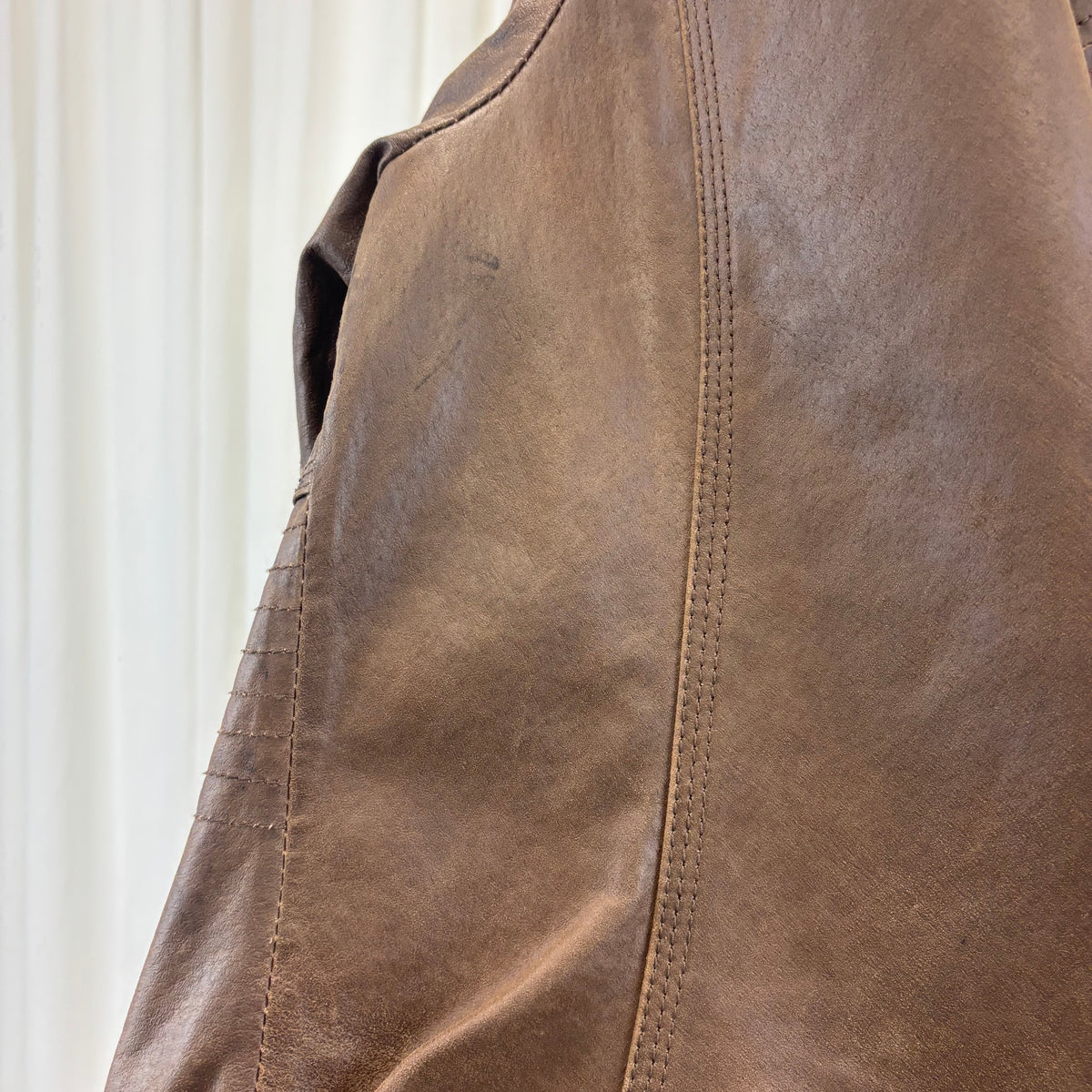 Faux Fur Leather Jacket | Size M-L