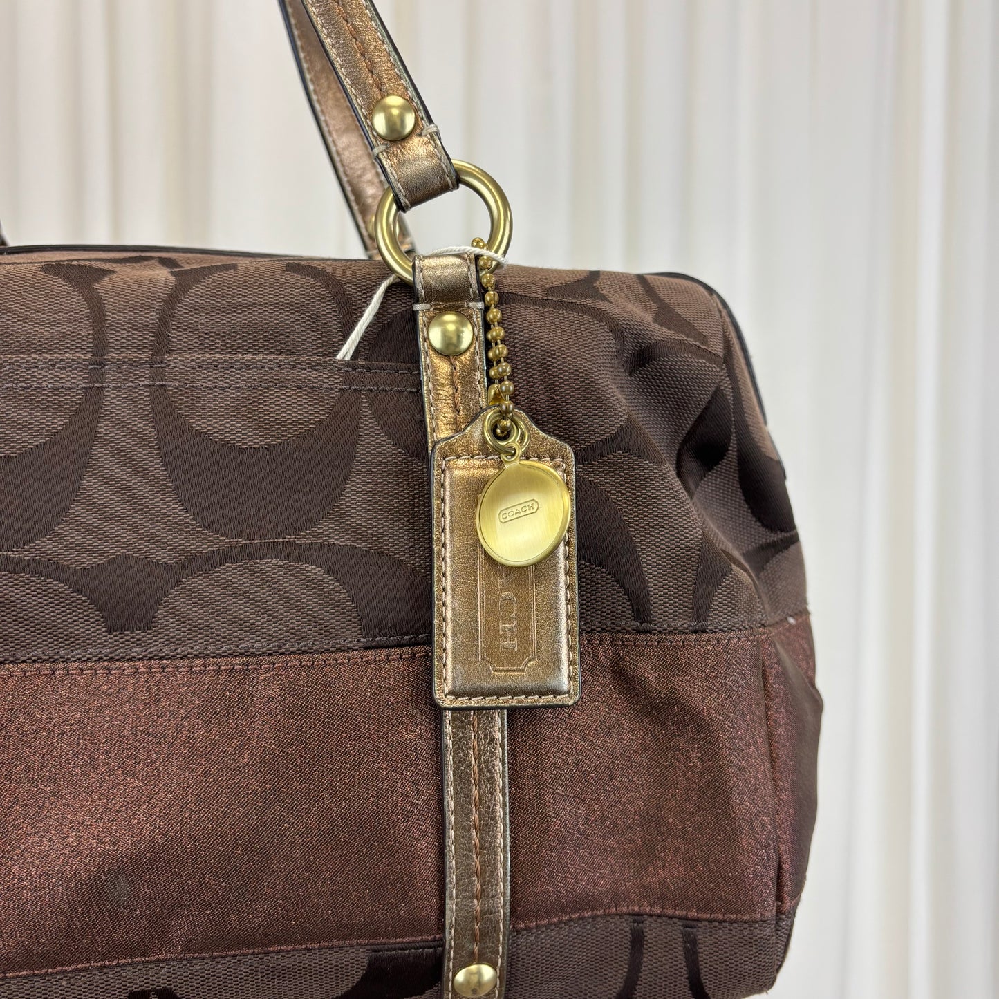 Coach Signature Brown Boston Bag