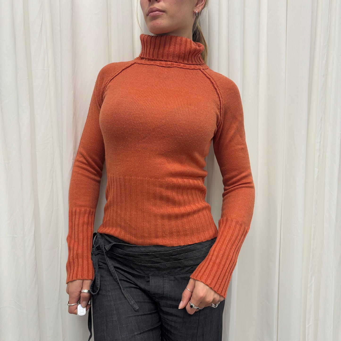 Orange Ribbed Turtleneck