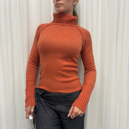 Orange Ribbed Turtleneck