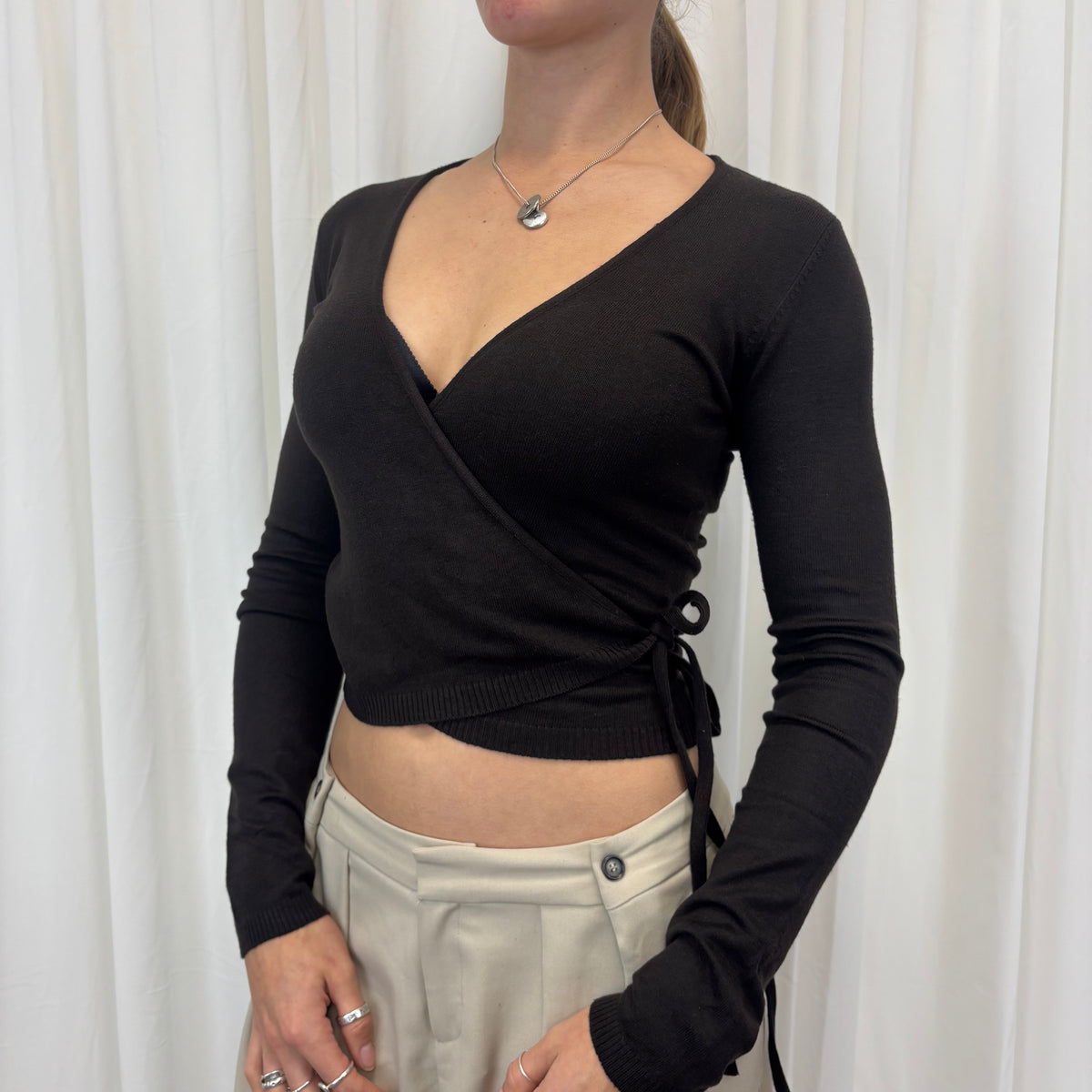 Brown 2000s Wrap Cardigan