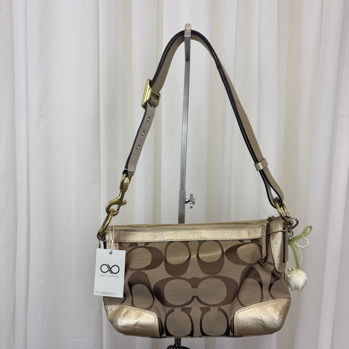 Coach Signature East West Stripe 2-Way Bag