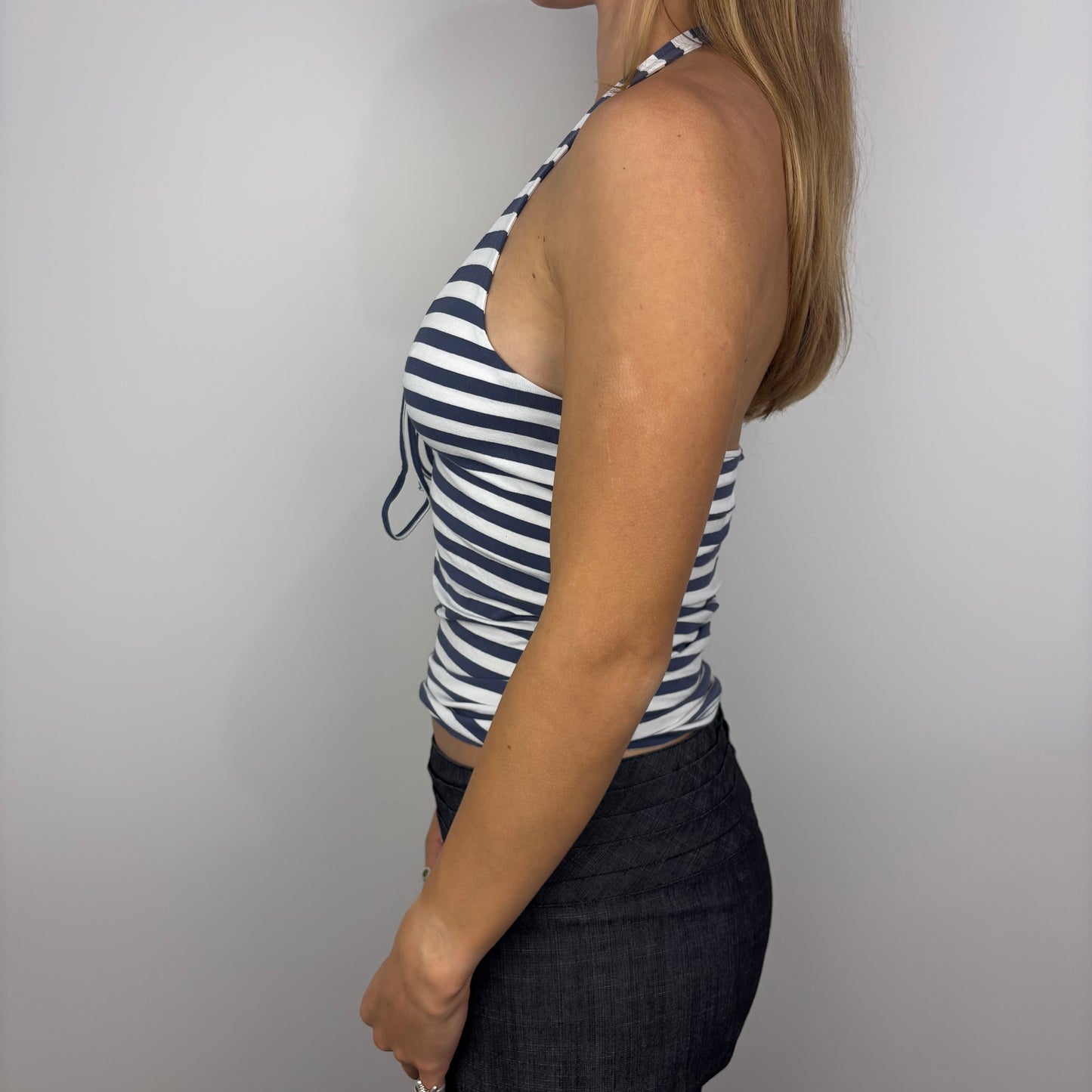 Striped Halter Top with Tie