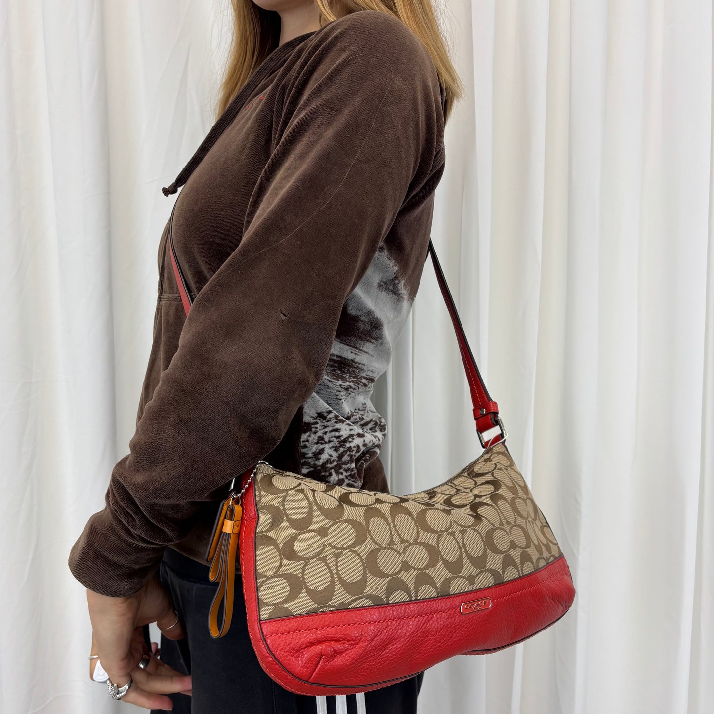 Coach Signature East West 2-Way Orange Bag