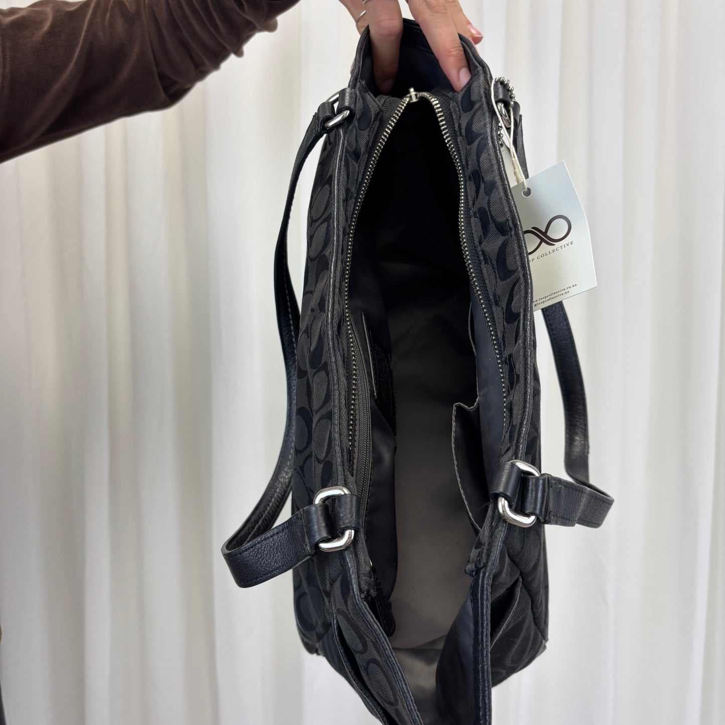 Coach Signature Carrie Black Tote Bag