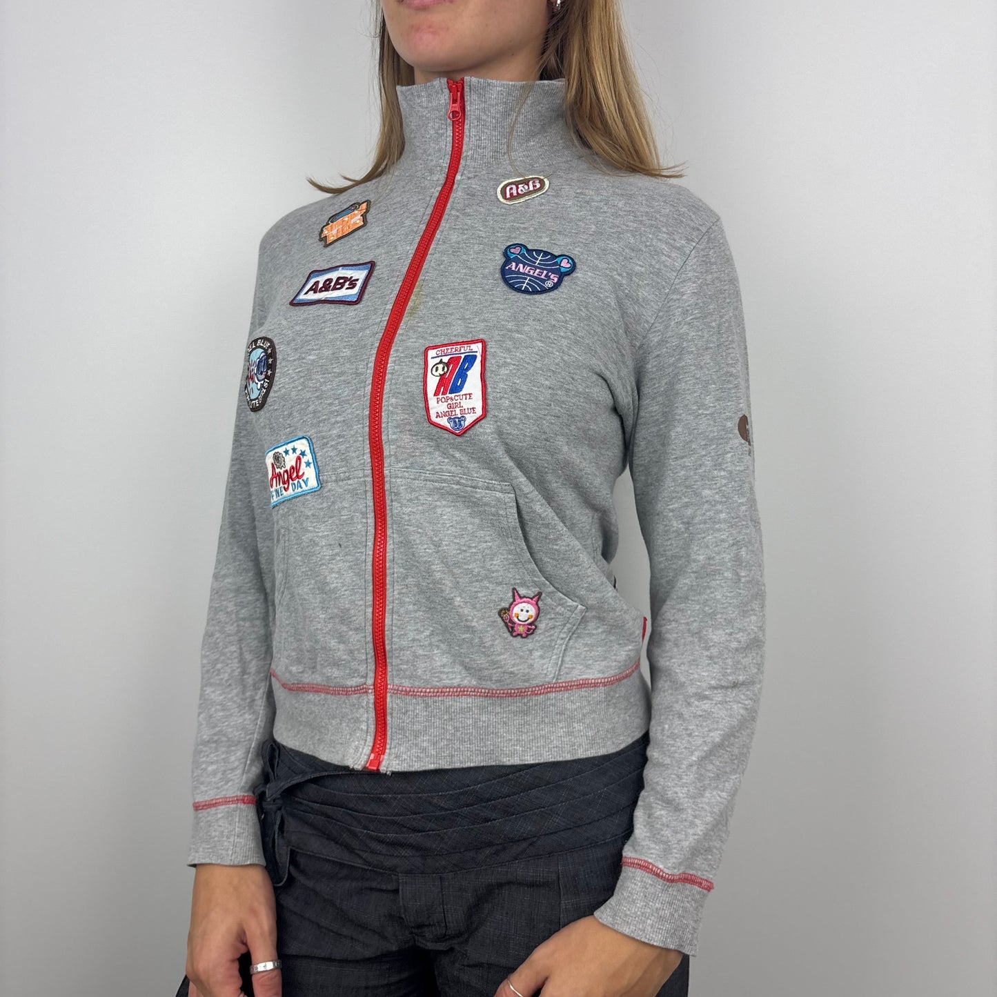 Angel Blue Patchwork Zip-up