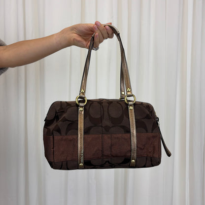 Coach Signature Brown Boston Bag