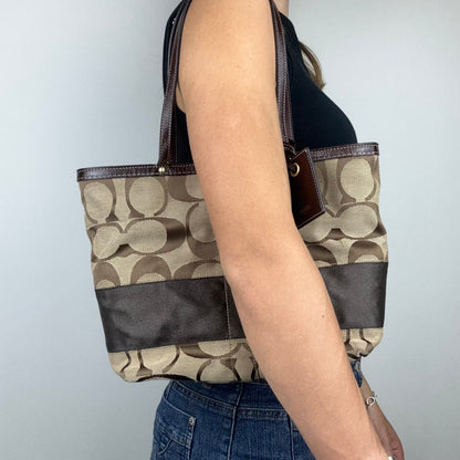 Coach Signature Stripe Mini Tote Bag