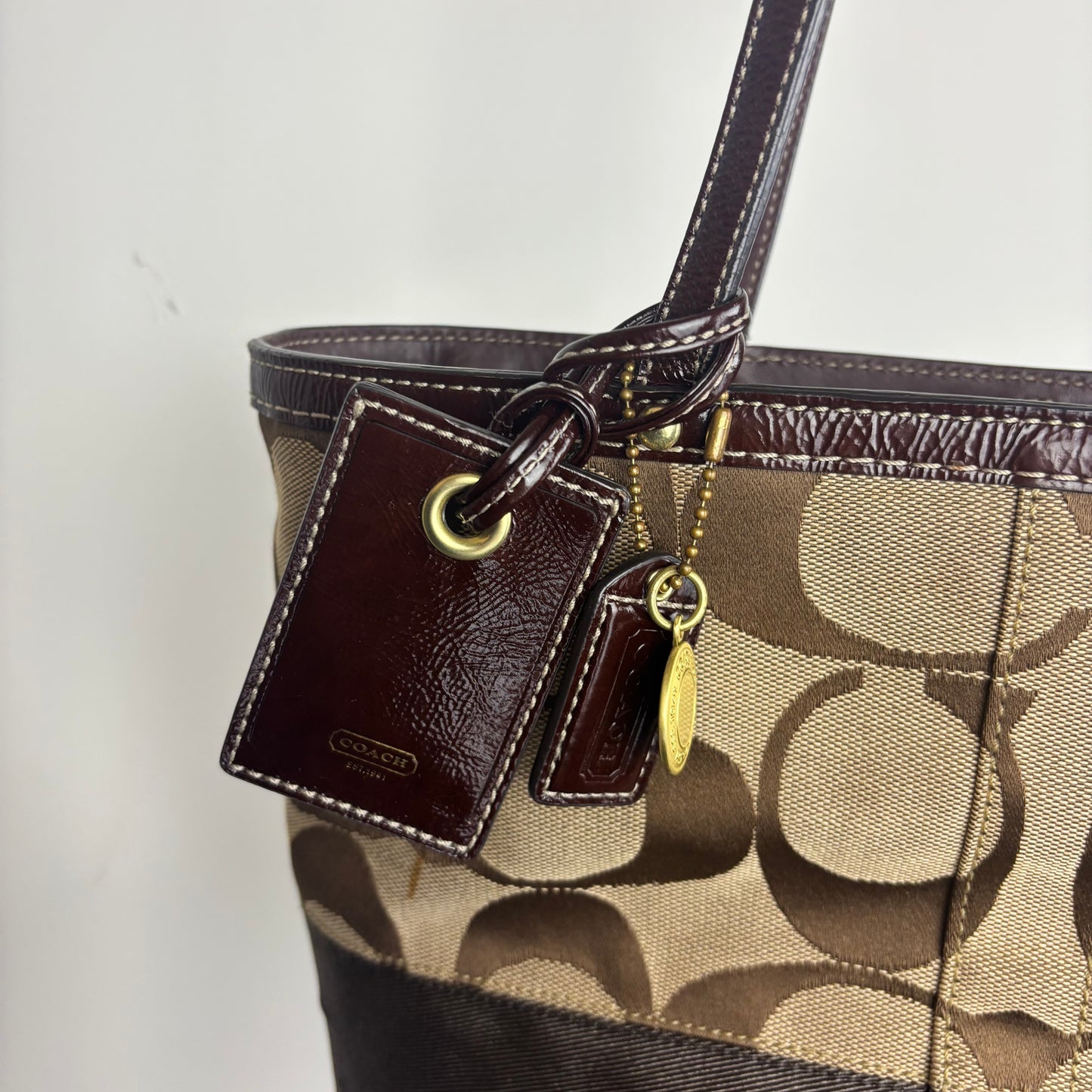 Coach Signature Stripe Mini Tote Bag
