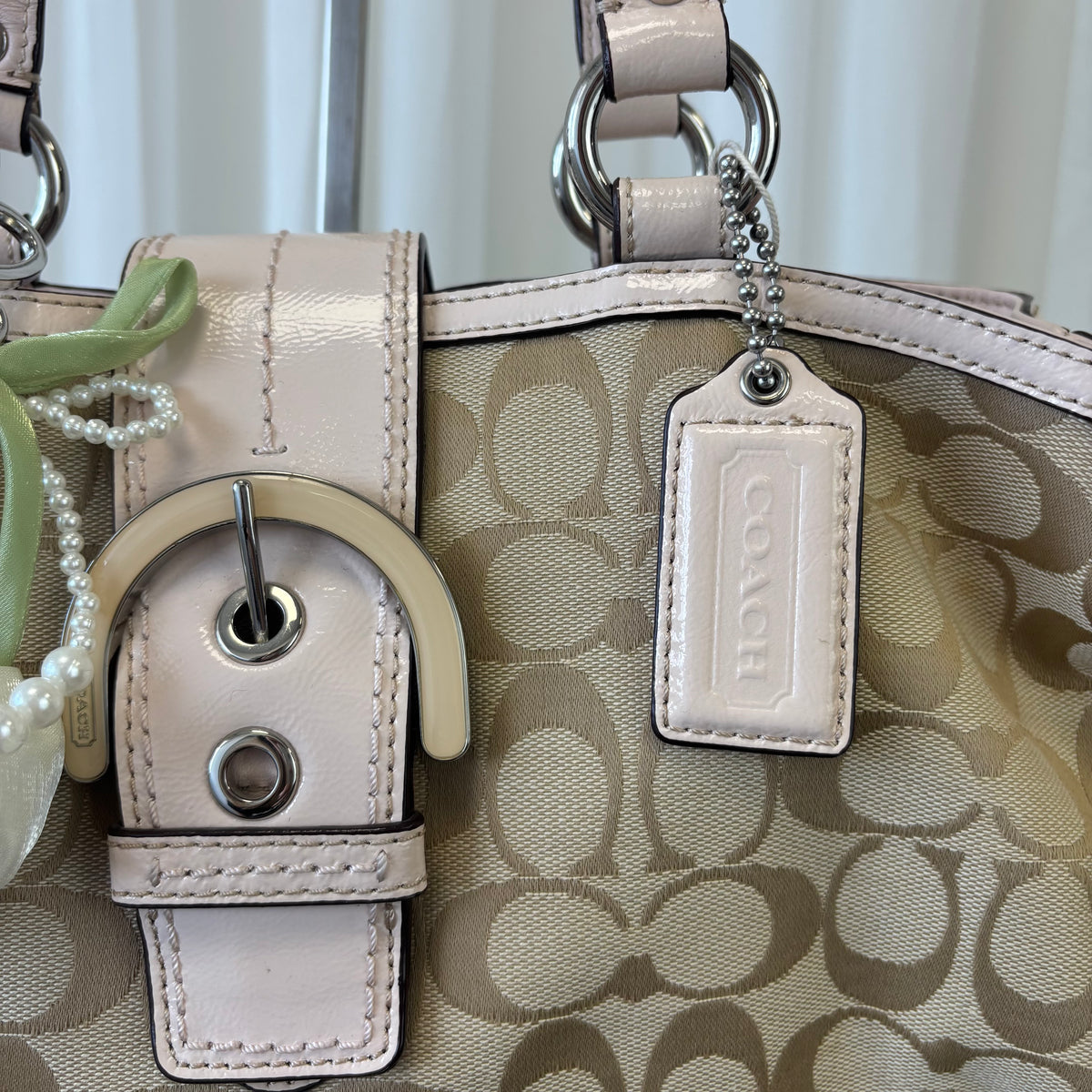 Coach Signature Soho Tote Bag Pink Leather
