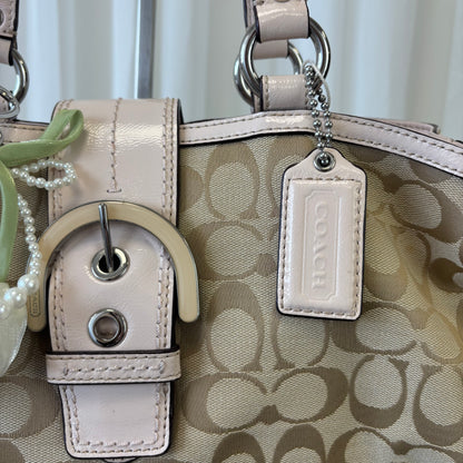 Coach Signature Soho Tote Bag Pink Leather
