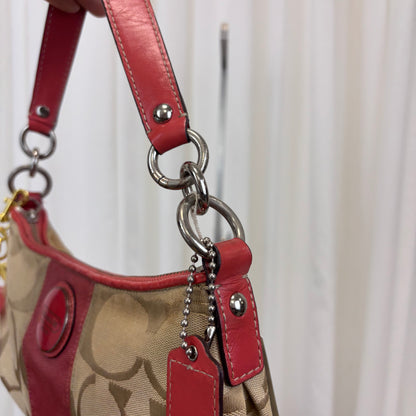 Coach Signature Stripe Demi Pink Two-Way Bag