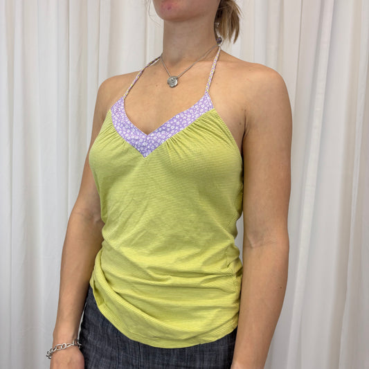 Green Striped Halter Top | Size S-M