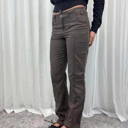 Low Rise Brown Linen Pants