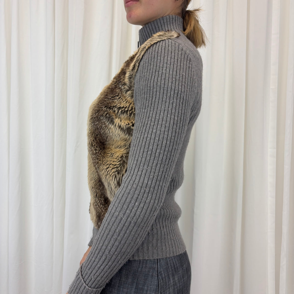 Faux Fur Y2K Zipup | Size M